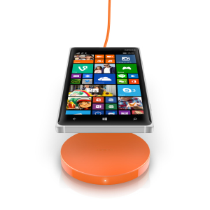 The Lumia wireless charging pad is sold separately.