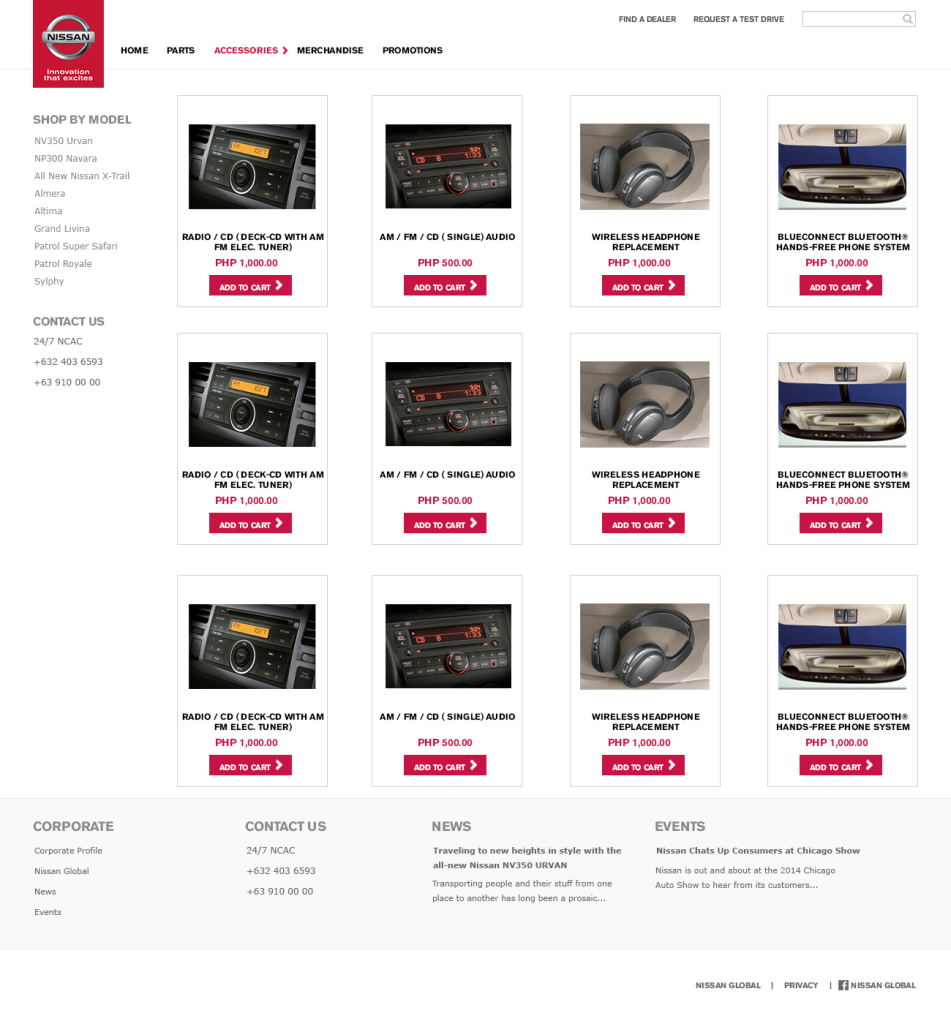 Accessories page