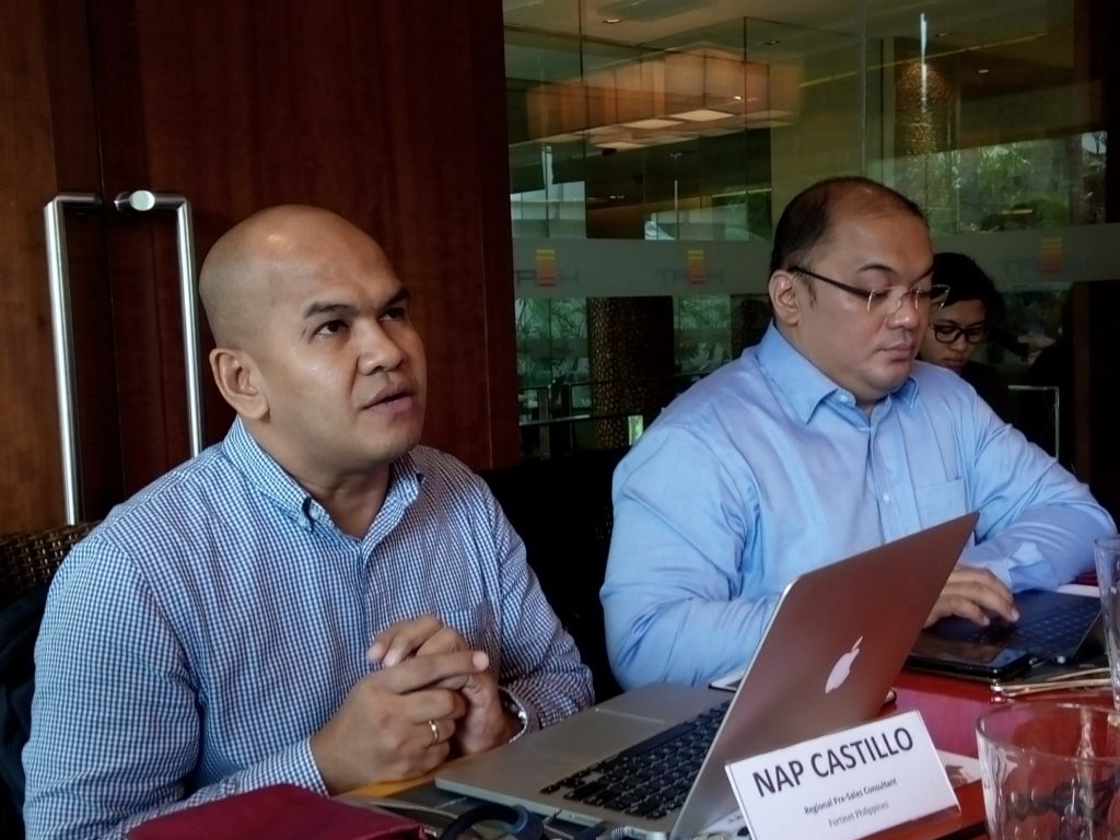 (From left) Nap Castillo, Regional Pre-Sales Consultant, Fortinet Philippines; Jeff Castillo, Country Manager, Fortinet Philippines